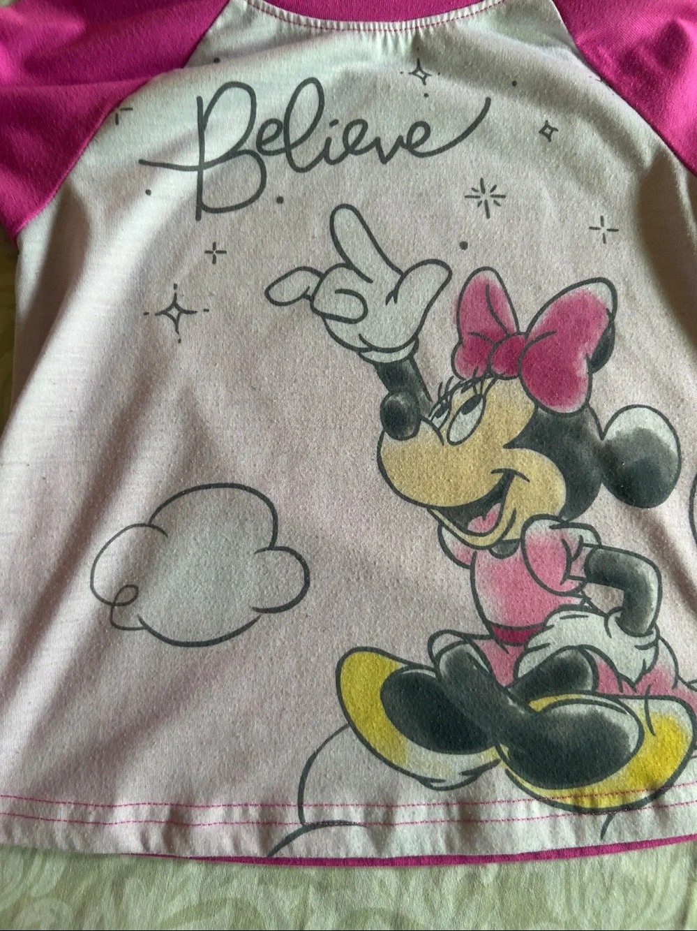 Disney Pink and White Minnie Mouse Pajama Set
